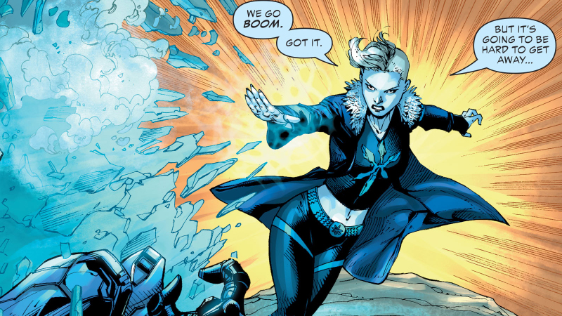 Caitlin battling Cyborg in Justice League vs. Suicide Squad #2.